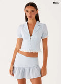Bennett Button Up Top - Blue White Stripe - Shirts + Blouses