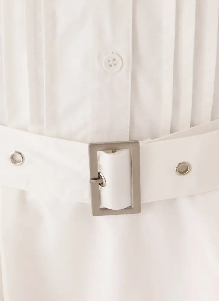 Calipso Shirt Dress - White - Mini Dresses