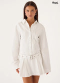 Calipso Shirt Dress - White - Mini Dresses