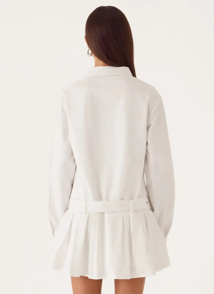 Calipso Shirt Dress - White - Mini Dresses