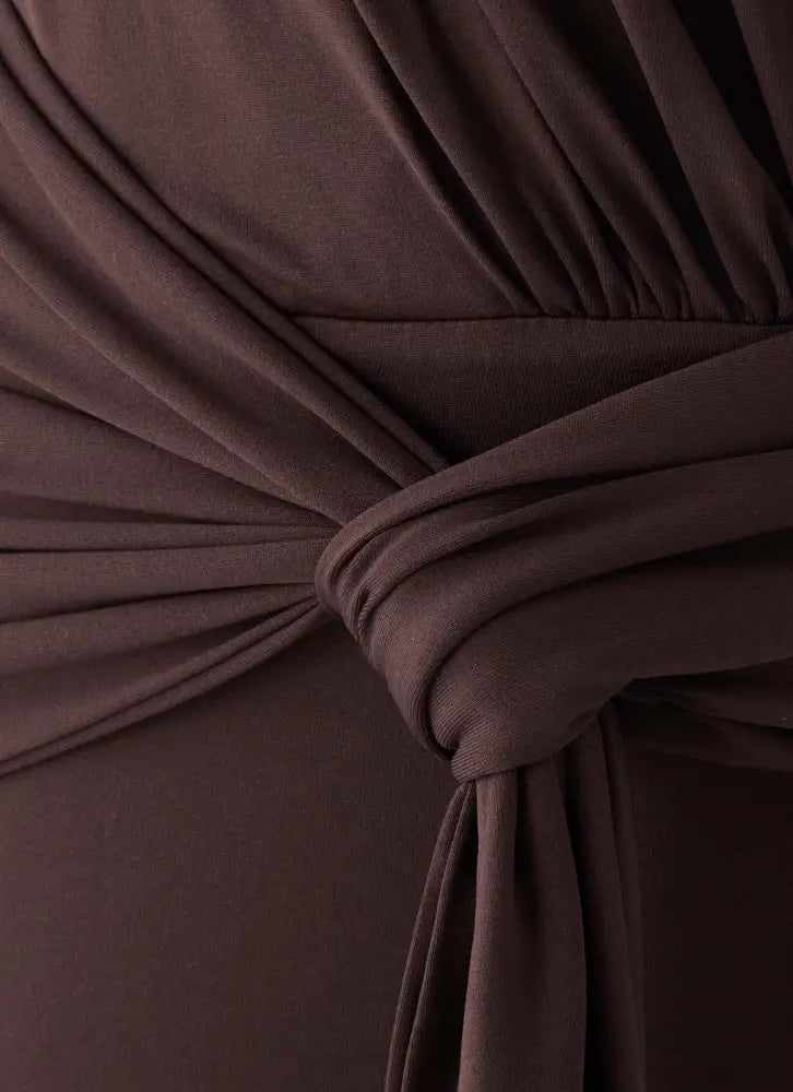 Gustin Long Sleeve Sash Maxi Dress - Chocolate - Maxi Dresses