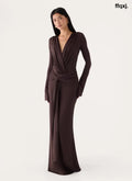 Gustin Long Sleeve Sash Maxi Dress - Chocolate - Maxi Dresses