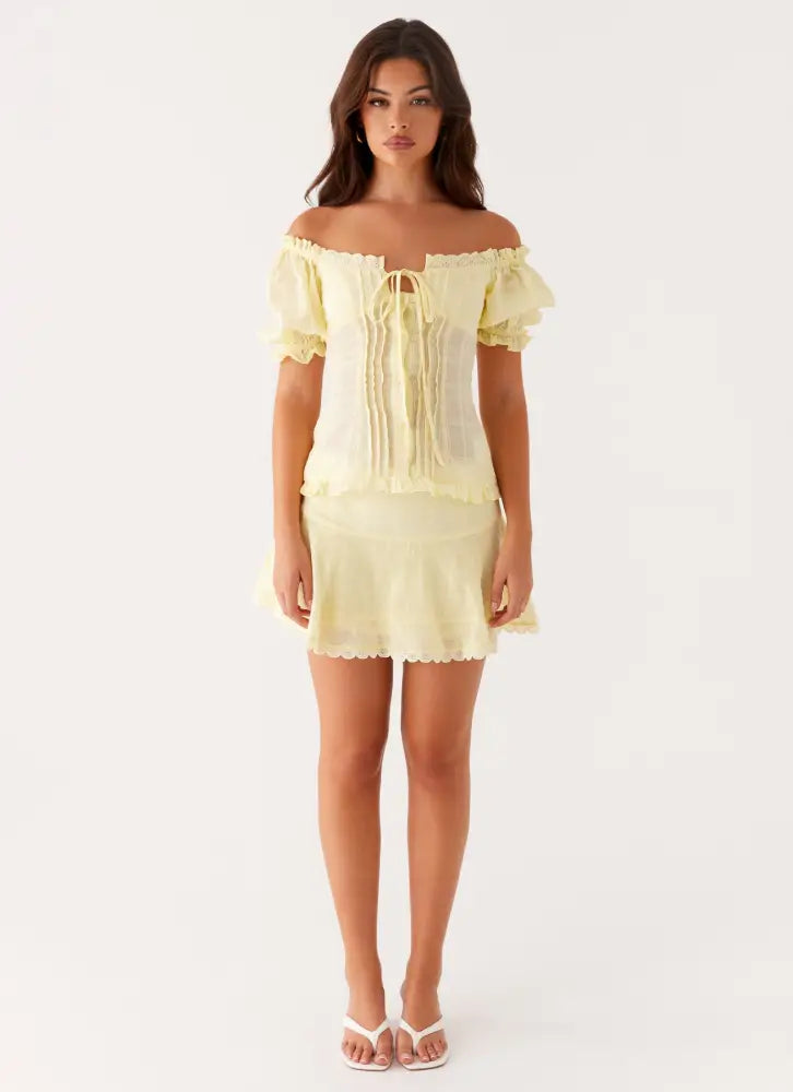 Hundred Percent Puff Sleeve Top - Yellow - Shirts + Blouses