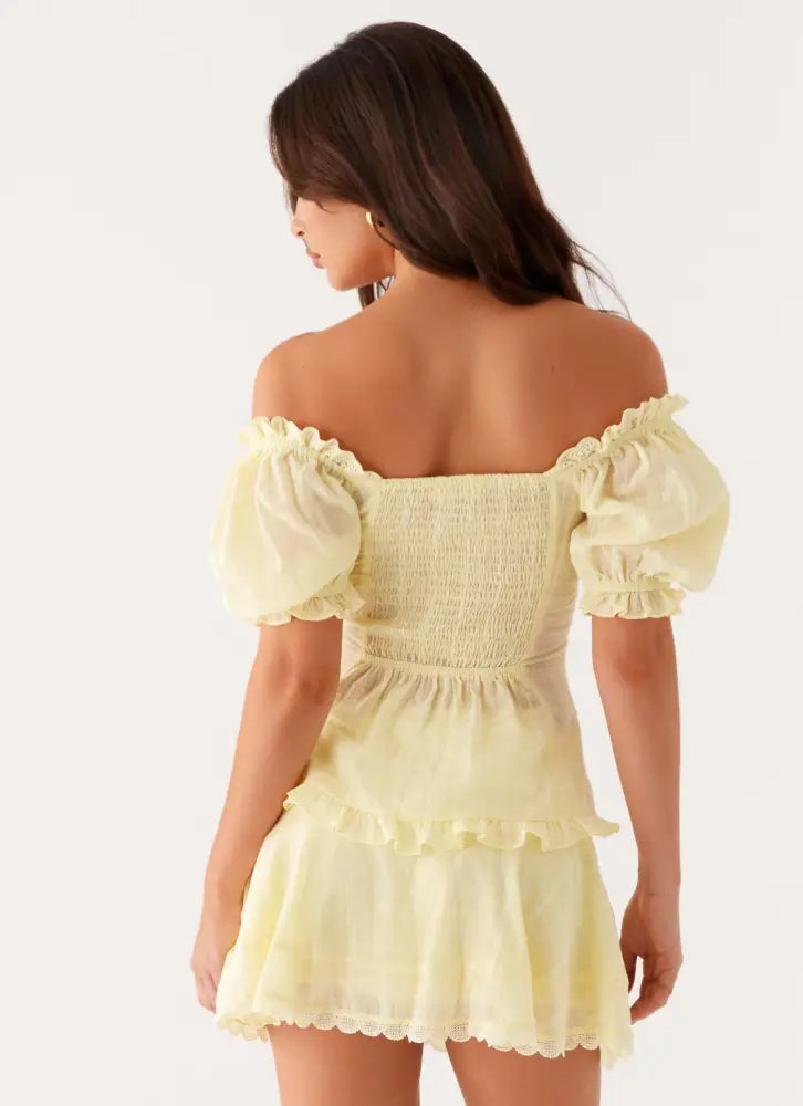 Hundred Percent Puff Sleeve Top - Yellow - Shirts + Blouses