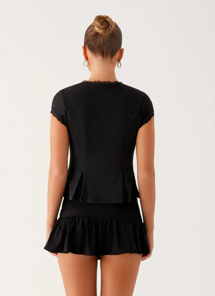 Landon Button Up Top - Black - Tops