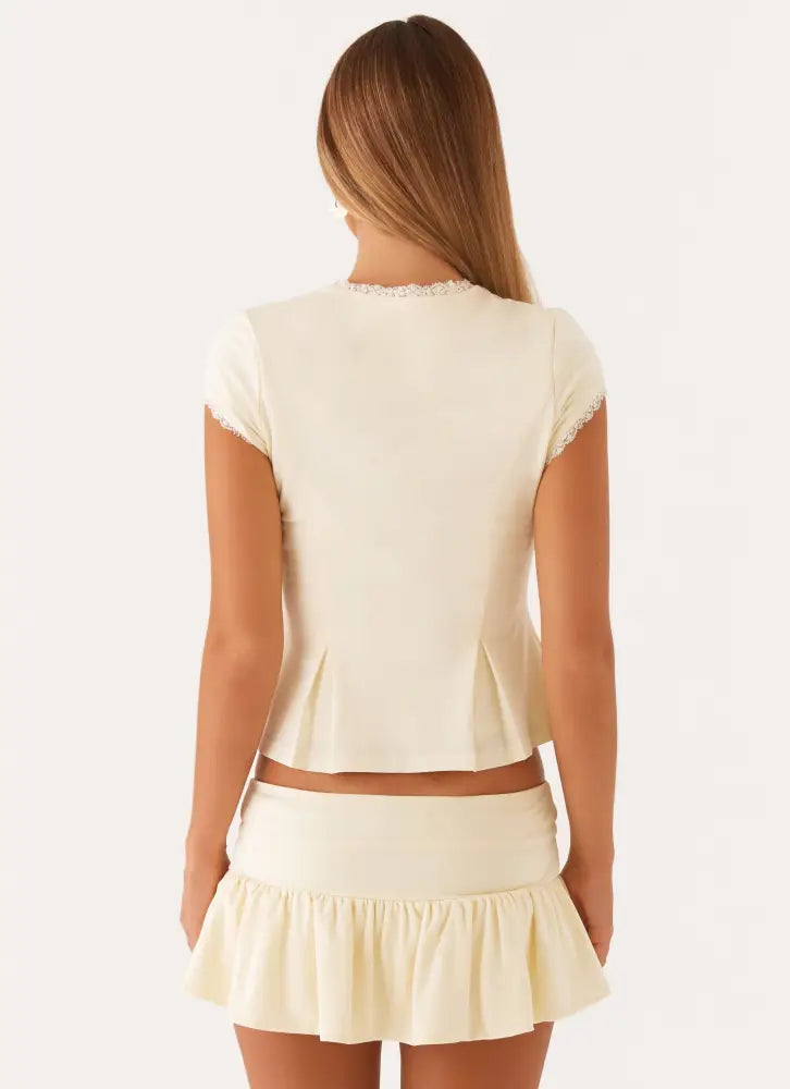 Landon Button Up Top - Lemon - Tops