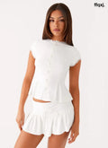 Landon Button Up Top - White - Tops
