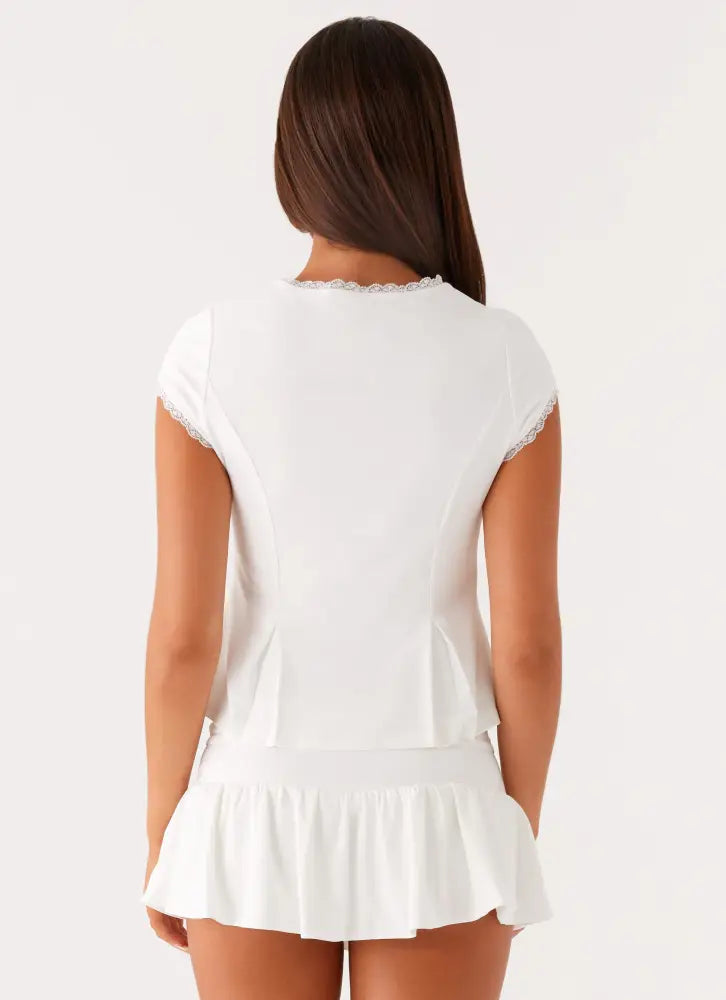 Landon Button Up Top - White - Tops