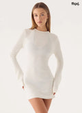 Levara Knit Low Back Mini Dress - White - Mini Dresses