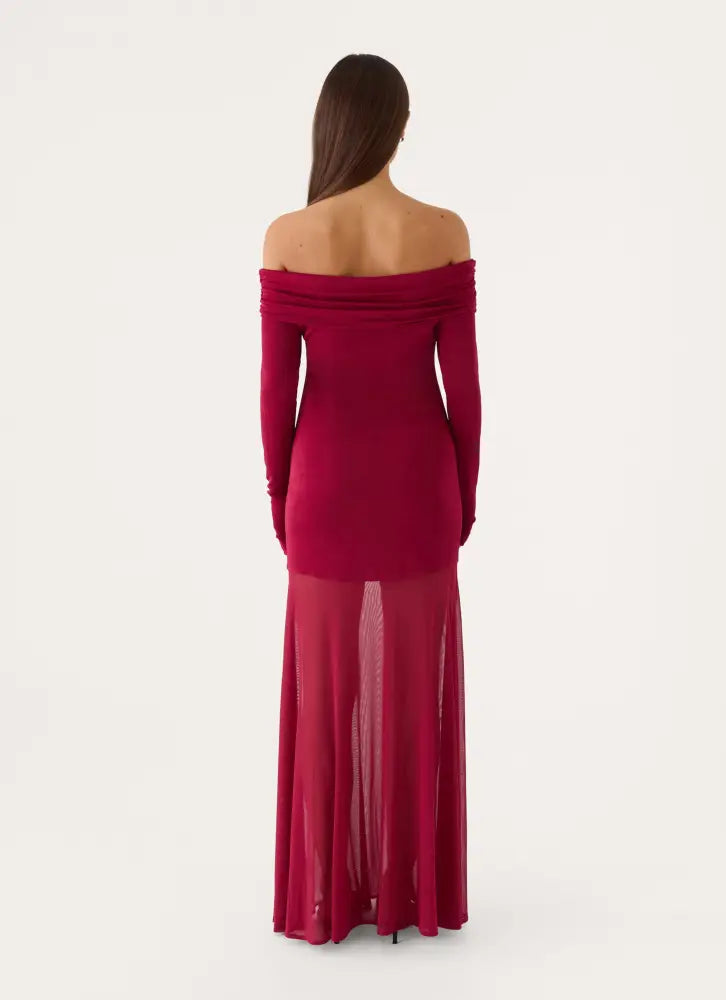 Lush Static Maxi Dress - Sangria - Maxi Dresses