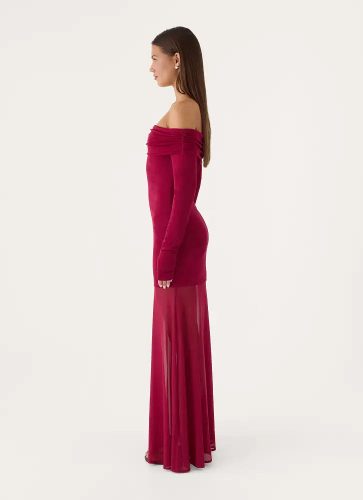 Lush Static Maxi Dress - Sangria - Maxi Dresses