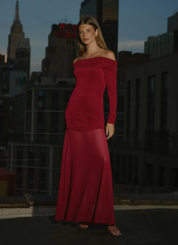 Lush Static Maxi Dress - Sangria - Maxi Dresses