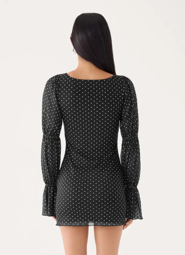 Moonlight Drive Mini Dress - Black Polka Dot - Mini Dresses