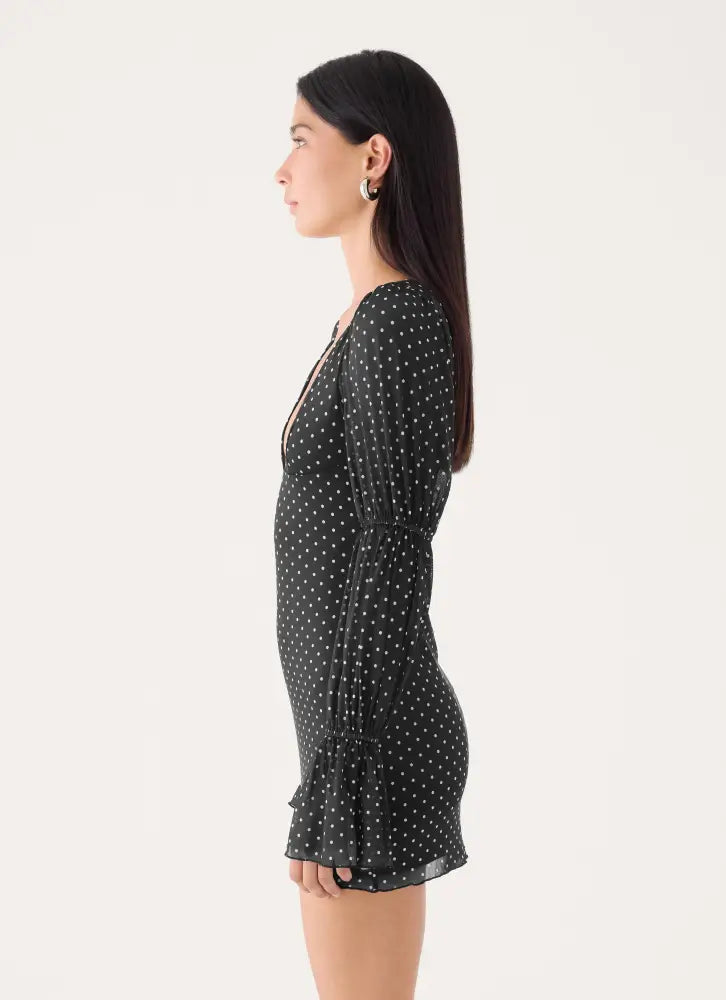 Moonlight Drive Mini Dress - Black Polka Dot - Mini Dresses