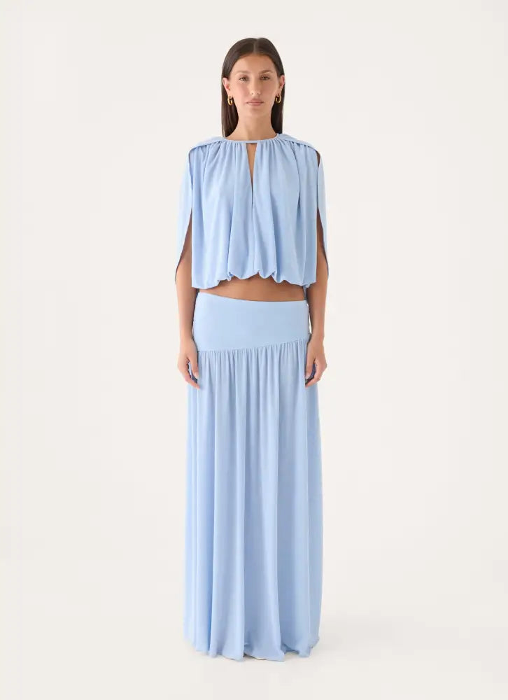 Nilima Draped Top - Blue - Shirts + Blouses