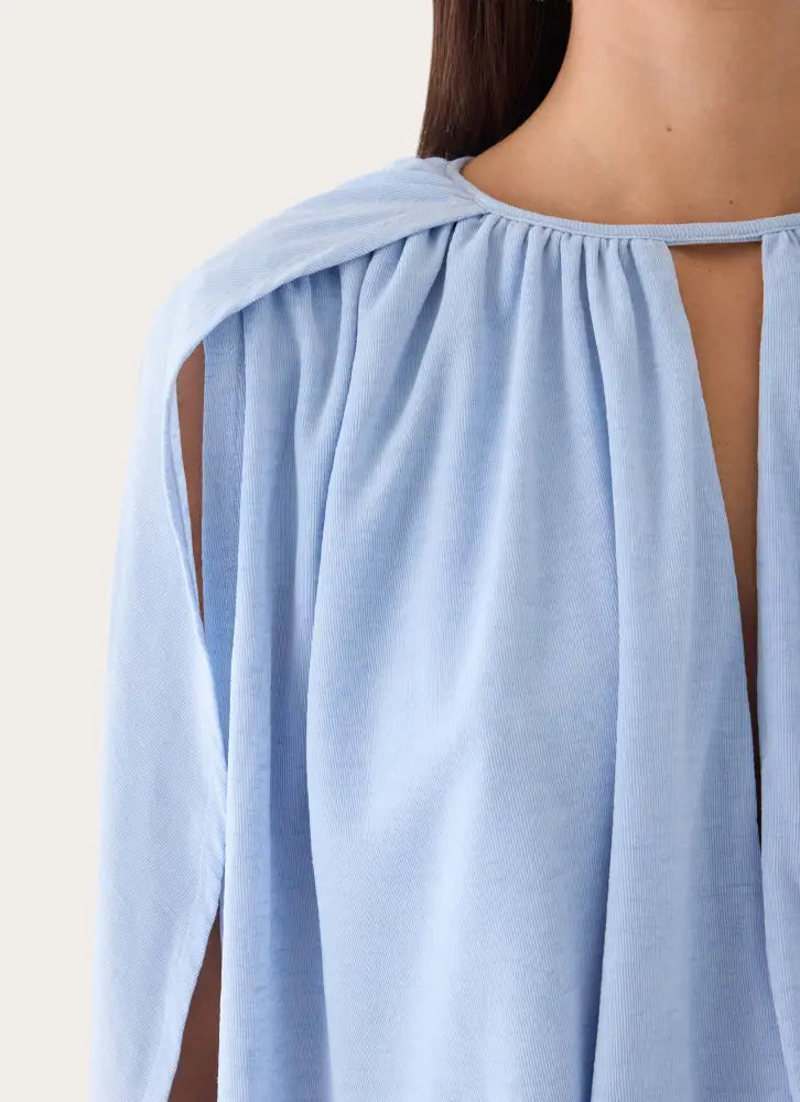 Nilima Draped Top - Blue - Shirts + Blouses