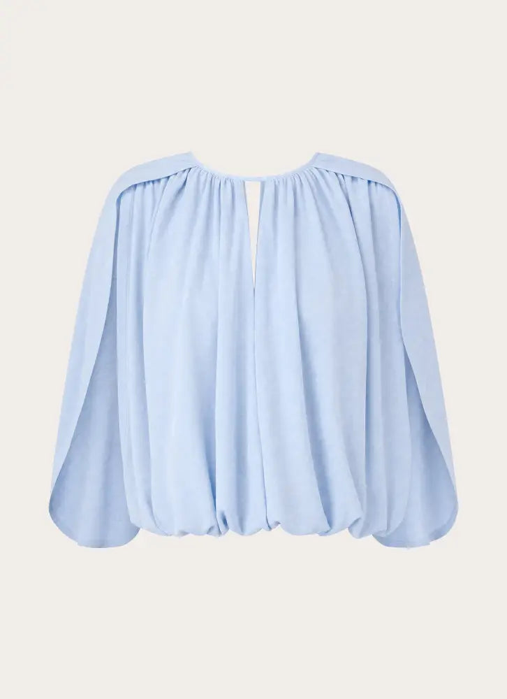 Nilima Draped Top - Blue - Shirts + Blouses