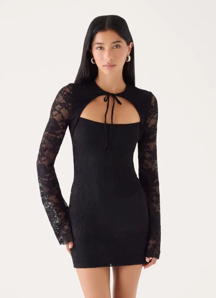 Norelle Lace Mini Dress - Black - Mini Dresses