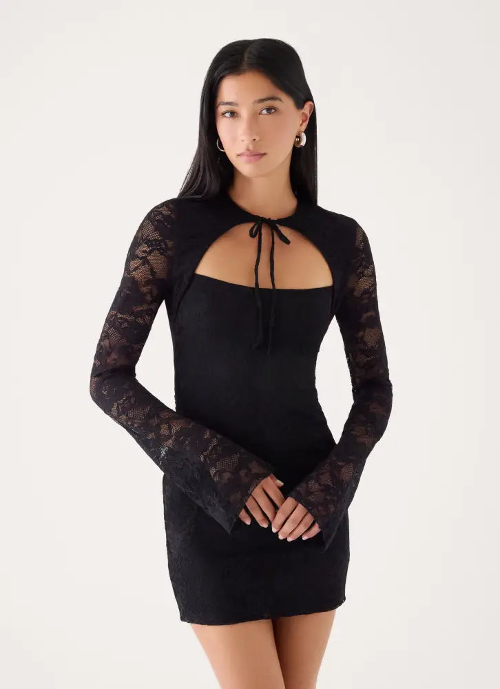 Norelle Lace Mini Dress - Black - Mini Dresses