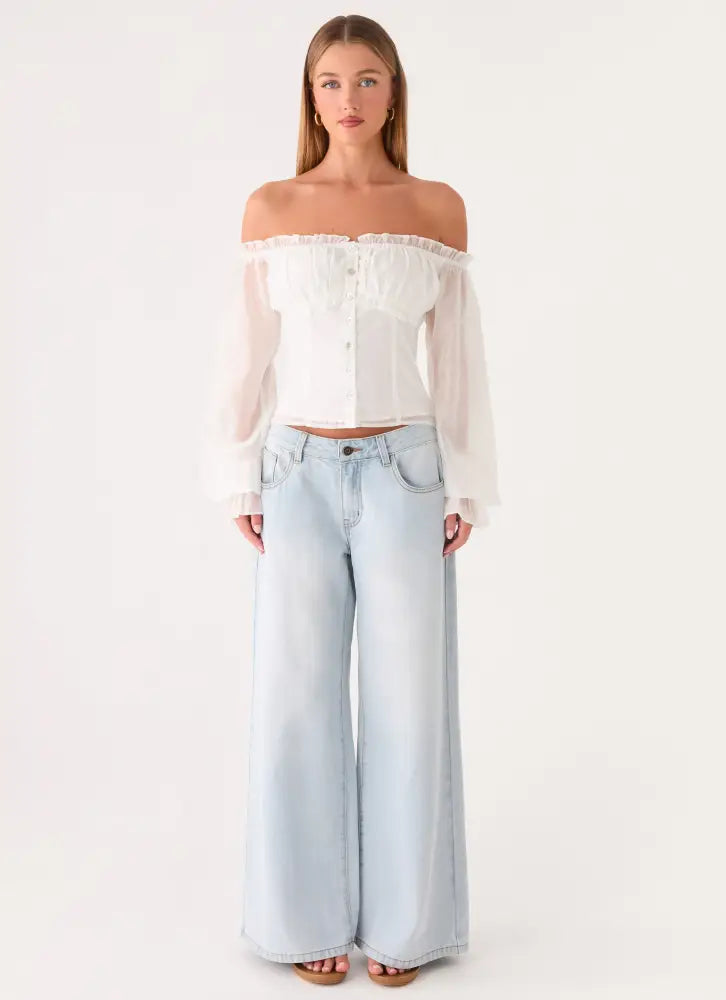 Serelith Top - White - Long Sleeve Tops