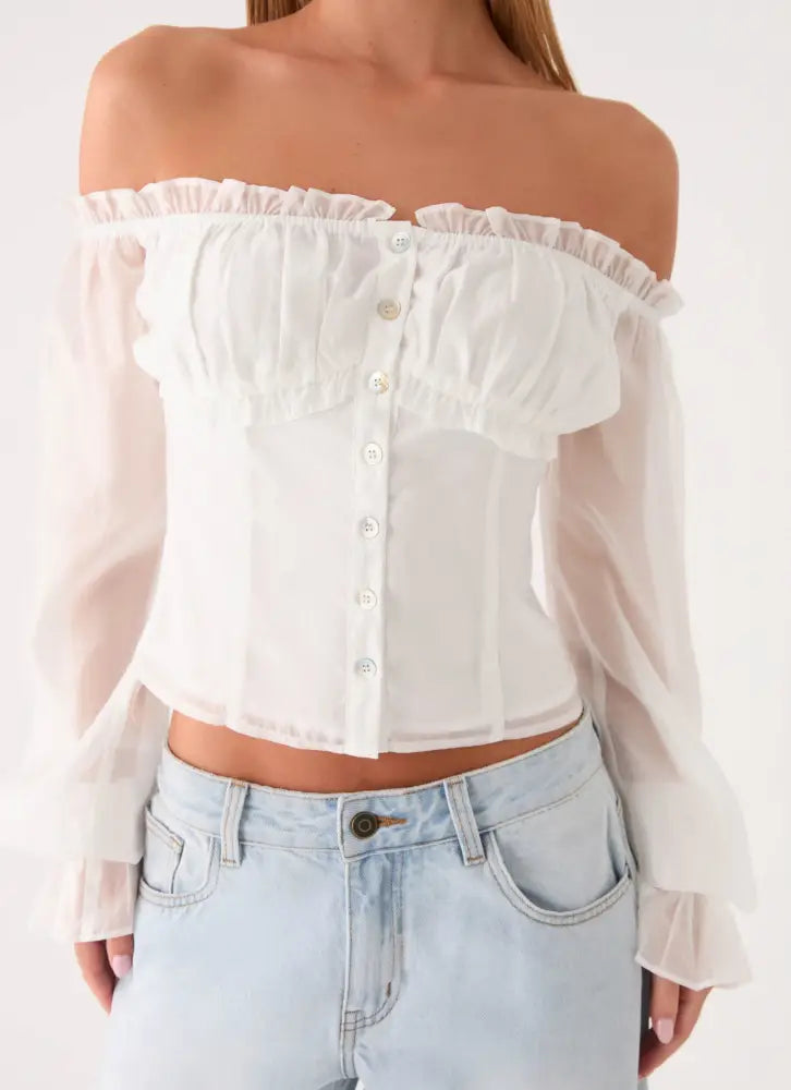 Serelith Top - White - Long Sleeve Tops