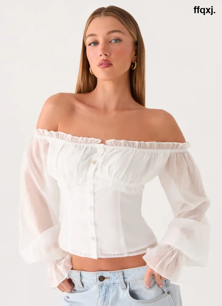 Serelith Top - White - Long Sleeve Tops