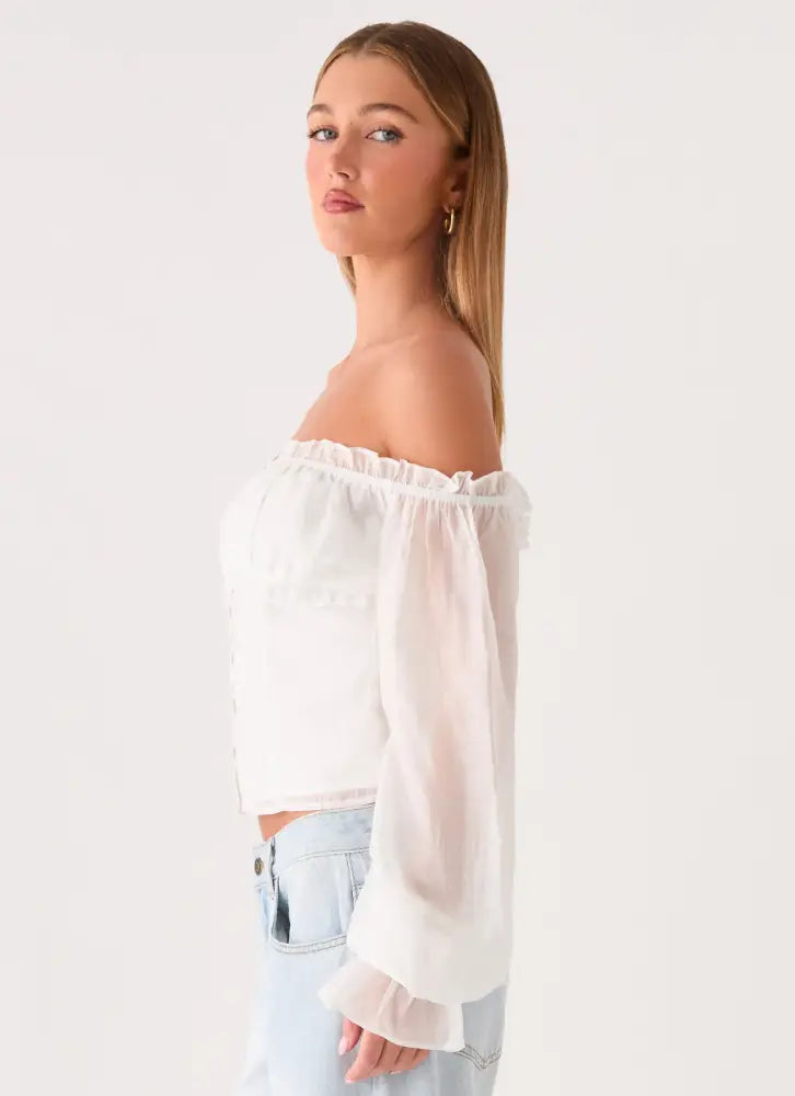 Serelith Top - White - Long Sleeve Tops
