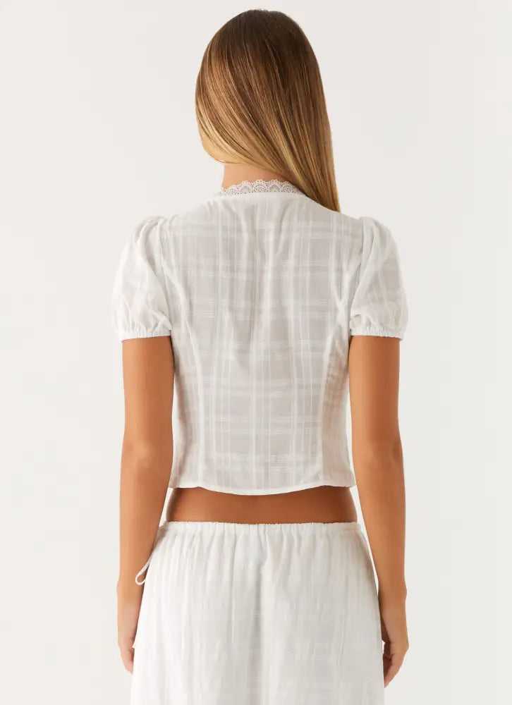 Sweet Lullaby Button Up Shirt - White - Shirts + Blouses