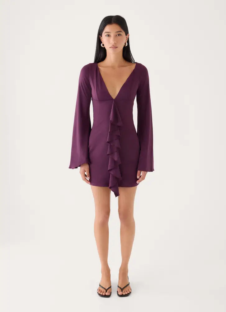Velocity Jersey Mini Dress - Eggplant - Mini Dresses