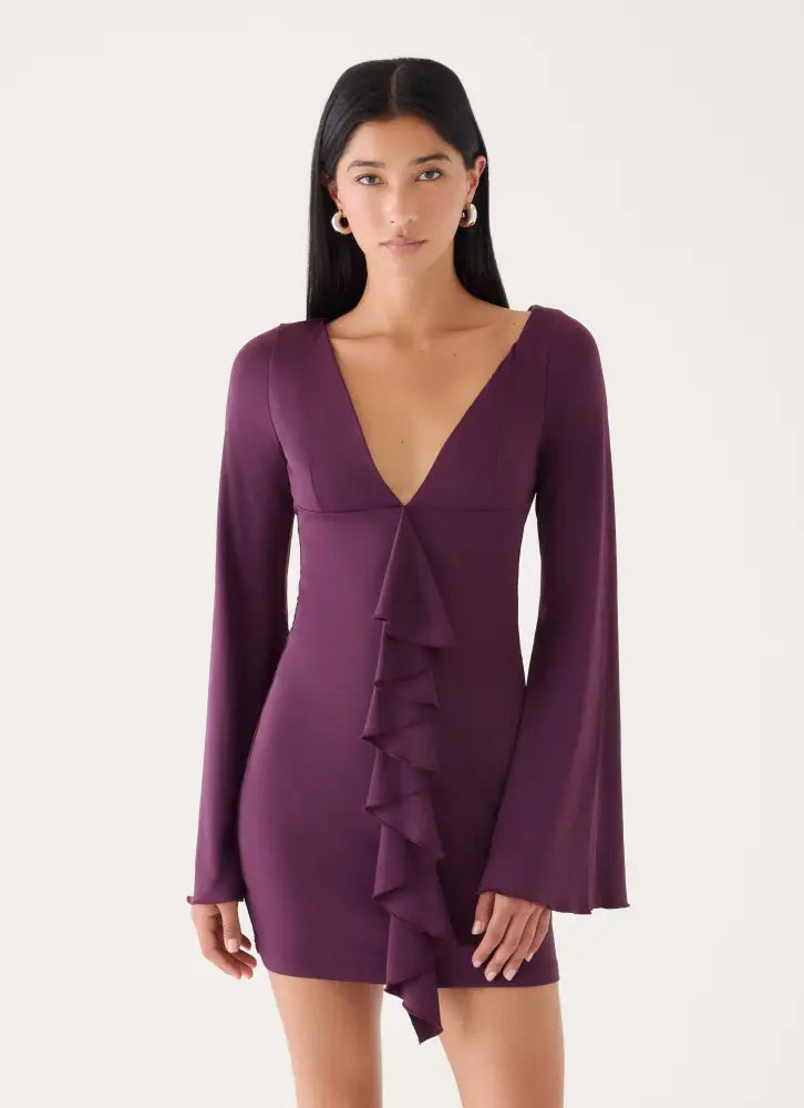 Velocity Jersey Mini Dress - Eggplant - Mini Dresses