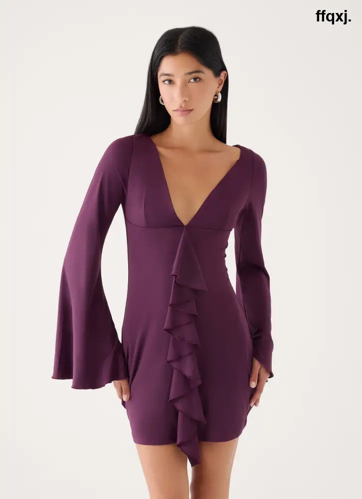 Velocity Jersey Mini Dress - Eggplant - Mini Dresses