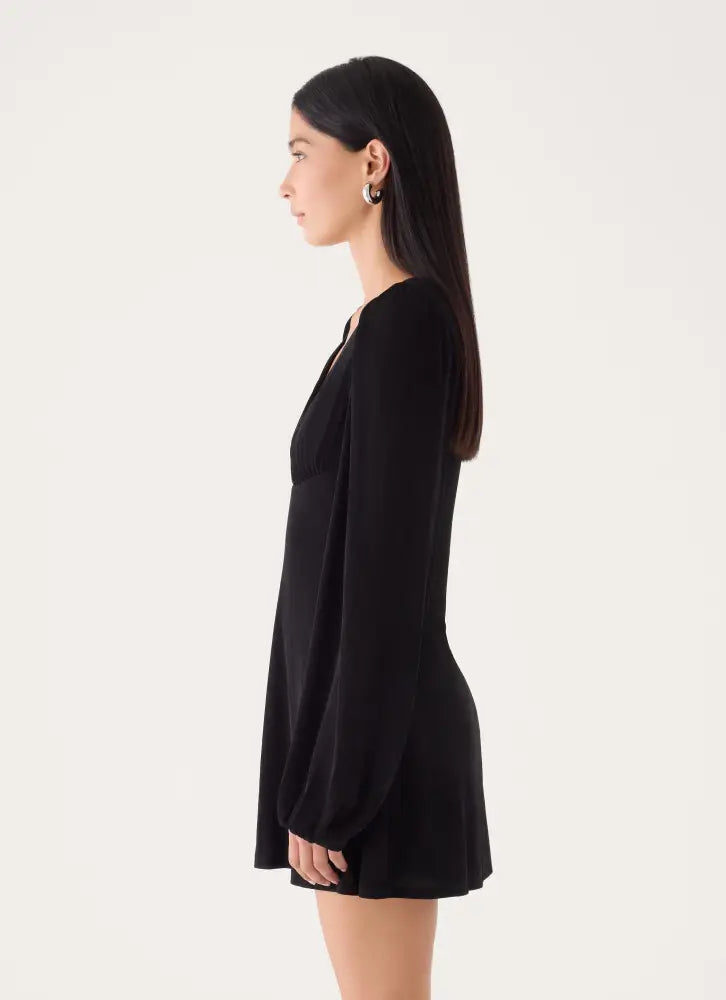 Venus Affair Long Sleeve Mini Dress - Black - Mini Dresses