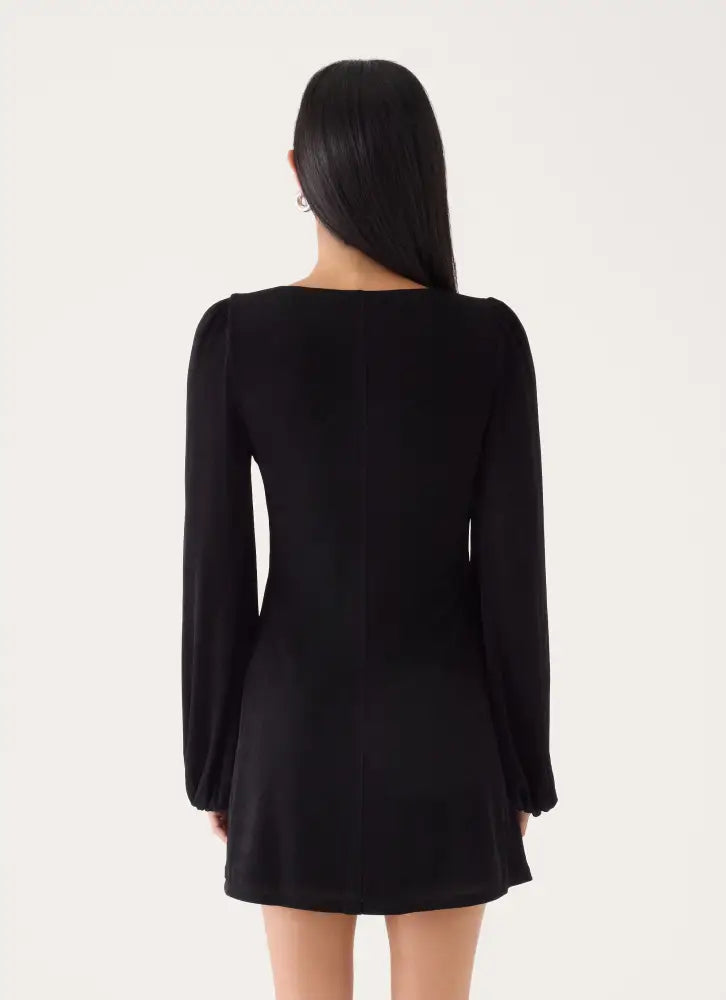 Venus Affair Long Sleeve Mini Dress - Black - Mini Dresses
