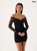 Vinese Long Sleeve Lace Mini Dress - Black - Mini Dresses